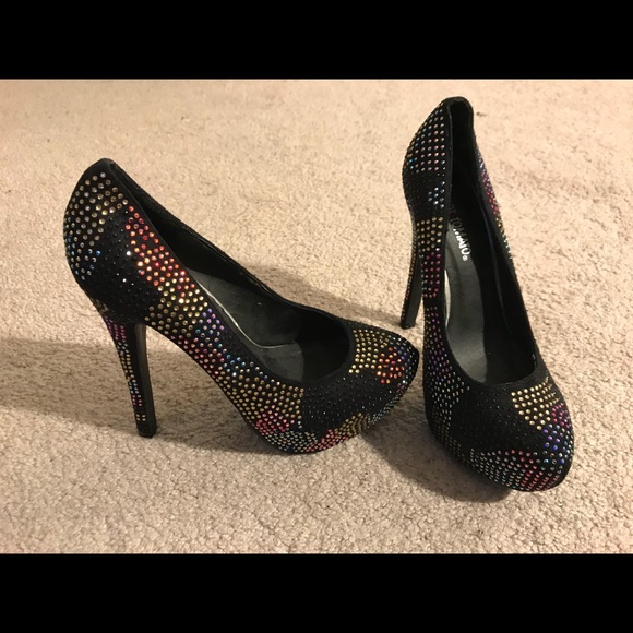 Multi colored rhinestone heels - Picture 1 of 3
